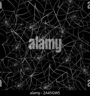 Araignée venimeuse Seamless Pattern sur fond noir Banque D'Images
