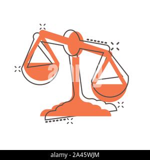 D'icône Comparaison dans le style comique. Vector cartoon illustration poids équilibre pictogramme. Comparer l'échelle d'effet splash. Illustration de Vecteur