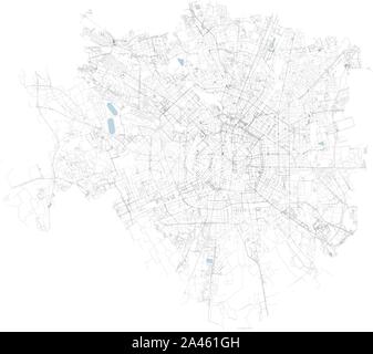 Carte Satellite de Milan et les municipalités. Rues de la capitale lombarde. La Lombardie. Italie Illustration de Vecteur