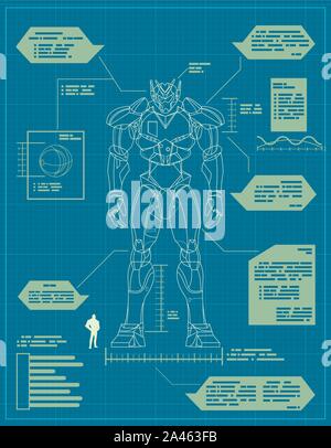 Plan du robot géant Illustration de Vecteur