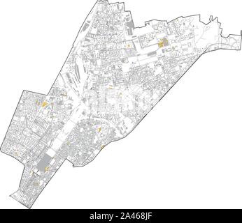 Carte Satellite de Milan, rues et la construction de la zone numéro 2, les municipalités numéro deux. La Lombardie. Italie Illustration de Vecteur