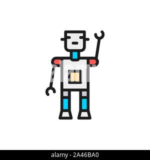 Bot, Robot, intelligence artificielle chatbot, télévision couleur ligne icône. Illustration de Vecteur
