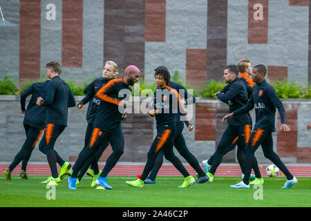 Minsk, Belarus. 12 octobre, 2019. Le stade Dinamo Minsk, 12-10-2019, la saison 2019/2020, Football Euro qualificatif. Les joueurs de la formation pendant la formation Holland à Minsk : Crédit Photos Pro/Alamy Live News Banque D'Images