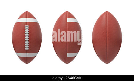 Le rendu 3d jeu de football américain ballon ovale isolé sur un fond blanc. Le sport et les loisirs. Jeux de ballon. Carrière sportive. Banque D'Images