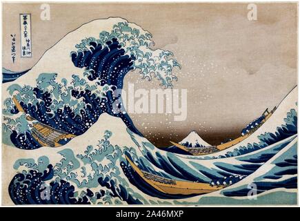 Un ‥6trialsanderrors - Hokusai, sous la grande vague de Kanagawa, ca. 1832. Banque D'Images