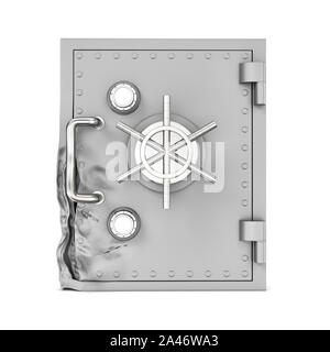 Le rendu 3D d'un casse-fort isolé sur un fond blanc. D'essayer de craquer. En utilisant des méthodes de force brute à ouvrir. Essayer de voler de l'argent et valu Banque D'Images
