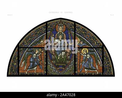 Feuille E Monografie de la Cathedrale de Chartres - Atlas - Vitrail de la vie de Jésus Christ - Version restaurée 74--2. Banque D'Images