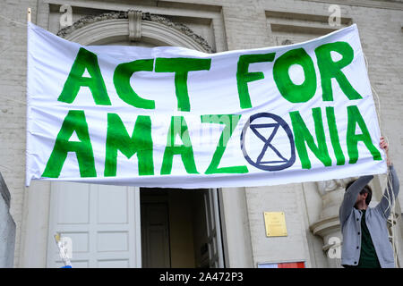 Bruxelles, Belgique. 12 octobre 2019.activistes du climat se rassemblent près du Palais Royal Pendant la rébellion de l'extinction de protestation. Credit : ALEXANDROS MICHAILIDIS/Alamy Live News Crédit : ALEXANDROS MICHAILIDIS/Alamy Live News Banque D'Images