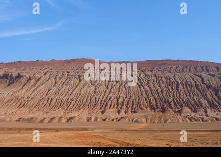 Nature Paysage vue de la Montagne de feu dans la province du Xinjiang Turpan Chine. Banque D'Images