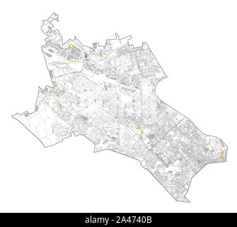 Carte Satellite de Milan, rues et la construction de la zone numéro 8, numéro huit municipalités. La Lombardie. Italie Illustration de Vecteur