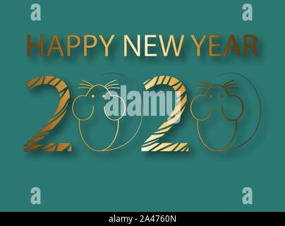 Metal l'inscription 2020 sur fond sombre. Arrière-plan de fête de luxe. Carte de Noël Maison de concept. Joyeux Noël cartes de voeux de luxe d'or Illustration de Vecteur