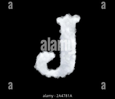 Le rendu 3D d'une lettre-J-shaped cloud isolé sur fond noir. Alphabet latin. Systèmes d'écriture. Les titres et les manchettes. Banque D'Images