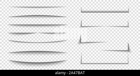 Feuille de papier effet d'ombre. 3D Line forme des bords. Fiche réaliste transparent des séparateurs. Bannière Web vector drop soft shadows Illustration de Vecteur