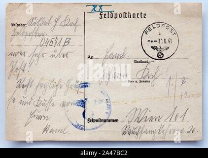 Hans von Feldpost 1941-06-30 1. Banque D'Images