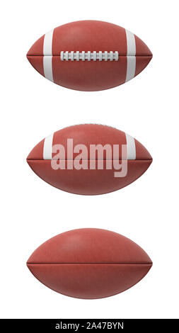 Le rendu 3d jeu de football américain ballon ovale isolé sur un fond blanc. Le sport et les loisirs. Jeux de ballon. Carrière sportive. Banque D'Images