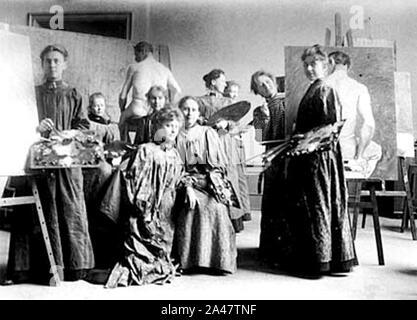 Les étudiants en arts de l'Académie Royale des Beaux-arts de Stockholm dans les années 1890. Banque D'Images