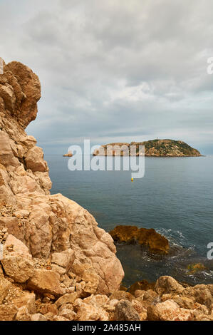 Voir d'Islas Medas réserve marine d'El Molinet cape à L'Estartit (Illes Medes, Torroella de Montgrí, Bajo Ampurdán, Gérone, Catalogne, Espagne) Banque D'Images
