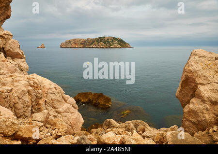 Voir d'Islas Medas réserve marine d'El Molinet cape à L'Estartit (Illes Medes, Torroella de Montgrí, Bajo Ampurdán, Gérone, Catalogne, Espagne) Banque D'Images