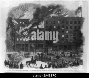 Le feu à côté de l'Hôtel Willard, à Washington, D.C. Ellsworth's New York fire Zouaves éteindre les flammes - - d'après un croquis par notre artiste. Banque D'Images