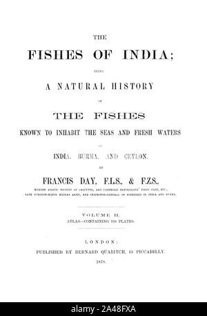 Poissons de l'Inde. Atlas. Page de titre. Banque D'Images