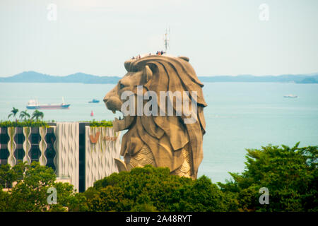 Statue du Merlion sur l'île de Sentosa - Singapour Banque D'Images