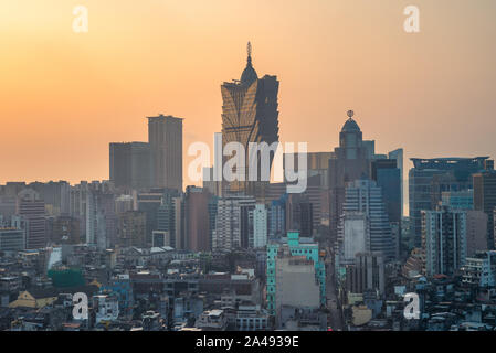 Paysage urbain de Macao, Chine par le coucher du soleil Banque D'Images
