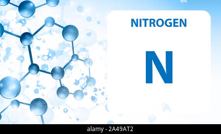 Élément 7 de l'azote. Alcalino-terreux. L'élément chimique du tableau périodique de Mendeleïev. L'azote dans square cube creative concept. Produit chimique, laborator Banque D'Images