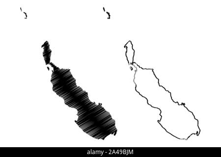 Région autonome de Bougainville (État indépendant de Papouasie-Nouvelle-Guinée, PNG, provinces de Papouasie-Nouvelle-Guinée) map vector illustration gribouillage, croquis Illustration de Vecteur