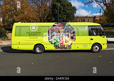 Hobart Australie / le marché Salamanca bus gratuits à l'arrêt de bus place Franklin, Hobart, Tasmanie. Banque D'Images