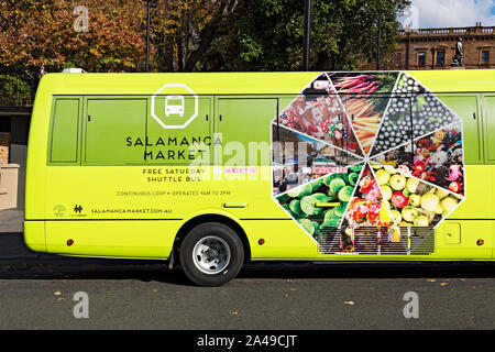 Hobart Australie / le marché Salamanca bus gratuits à l'arrêt de bus place Franklin, Hobart, Tasmanie. Banque D'Images