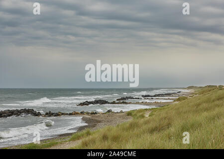 Paysage de mer et près du centre-ville de Skagen au Danemark. Banque D'Images
