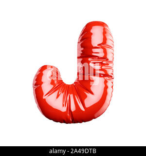 Alphabet anglais ballon rouge lettre font caractère texte J sur fond blanc. Jours fériés et l'éducation concept. Le rendu 3d illustration Banque D'Images