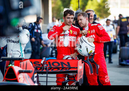 Sport Automobile : Championnat du Monde de Formule 1 de la FIA 2019, Grand Prix du Japon, # 16 Charles Leclerc (AGC, la Scuderia Ferrari Winnow Mission), # 5 Sebastian Vettel (GER, Scuderia Ferrari Winnow Mission), dans le monde d'utilisation | Banque D'Images