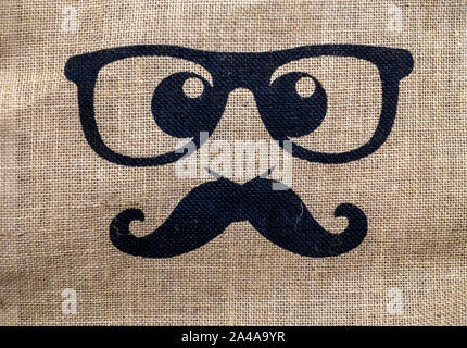 Visage Homme vecteur avec lunettes et moustache sur toile Banque D'Images