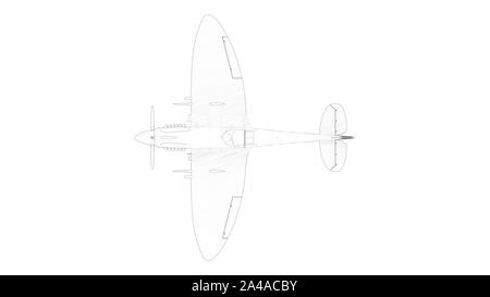 Le rendu 3d Dessin technique plusieurs vues d'un Spitfire Banque D'Images