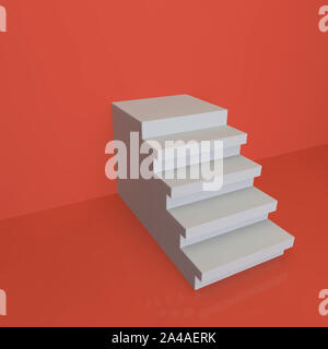 Les étapes du socle dans la salle rouge. 3D illustration Banque D'Images