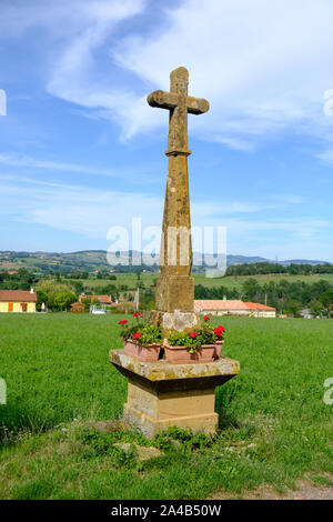 Croix de Pierre à Saint Medard en Forez en Loire du centre de la France Banque D'Images