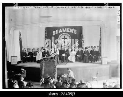 TITANIC Tablet dévoilée - Seamen's Institute, l'Évêque Greer parlant Banque D'Images