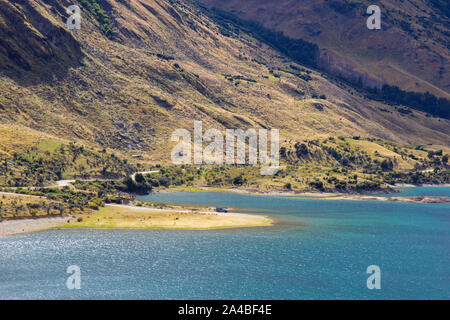 Vue du lac Hawea près de Wanaka, Nouvelle-Zélande Banque D'Images