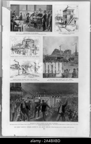 La grande grève des chemins de fer--scènes dans et à propos de Chicago / à partir de croquis par G.A. cercueil. Banque D'Images