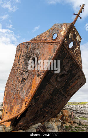 Détail de Plassey naufrage et rochers dans l'île d'Inisheer, Galway, Irlande Banque D'Images