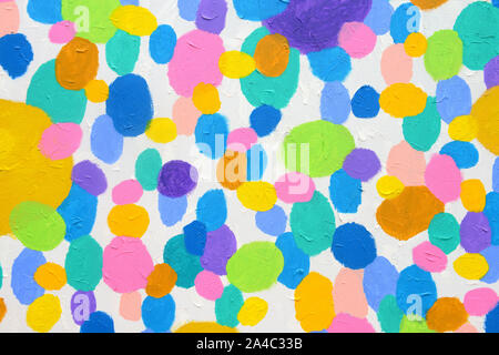 Peinture acrylique couleur du point et cercle différentes couleurs sur fond blanc sur toile. Utiliser comme papier peint ou pour le web design Banque D'Images