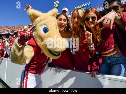 Oct 12, 2019 : New York mascot Boomer pose avec les fans lors de la rivière Rouge de la NCAA jeu rivalité entre l'Université de l'Oklahoma Sooners et l'Université de Texas longhorns au Cotton Bowl Stadium à Fair Park à Dallas, TX Texas défait 34-27 Albert Pena/CSM Banque D'Images