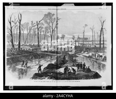 La tête du canal, en face de Vicksburg, Mississippi, en train d'être coupé par le commandement du général Grant / à partir d'un sketch par notre artiste spécial, Henri Lovie. Banque D'Images