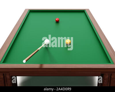 Coussin 3 table de billard et les boules de billard. 3D illustration. Banque D'Images