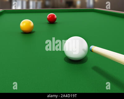 Coussin 3 table de billard et les boules de billard. 3D illustration. Banque D'Images