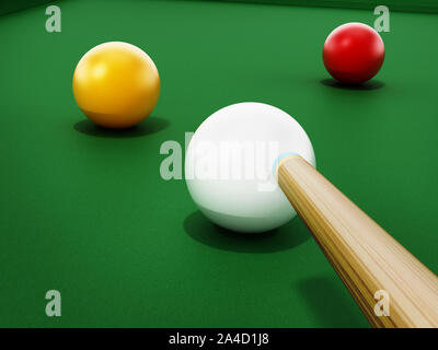 Coussin 3 table de billard et les boules de billard. 3D illustration. Banque D'Images