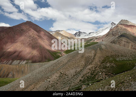 Pamir, paysages de la vallée de l'Alay qui est le sentier pour le pic de la deuxième plus grande au Kirghizistan et au Tadjikistan - Ibn Sina de pointe (Awicen Banque D'Images