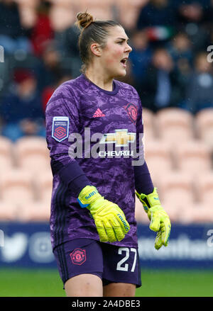 LONDON, Royaume-uni le 13 octobre. Mary Earps Manchester United de femmes au cours de la Barclays FA Women's Super League entre Tottenham Hotspur et manches Banque D'Images