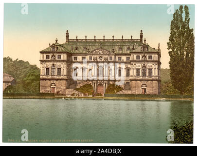 Le palais et l'étang dans le grand jardin, Altstadt, Dresde, Saxe, Allemagne Banque D'Images